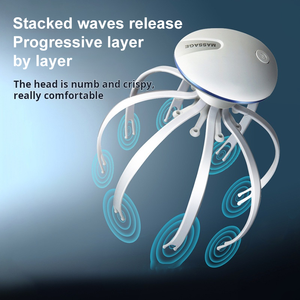 Vente en gros de têtes de massage multiples de marque OEM au design moderne, masseur de tête anti-fatigue par lumière rouge infrarouge à haute fréquence et vibrations - Product Image 2