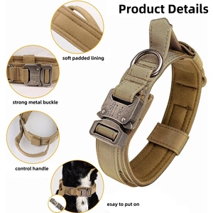 Collare Tattico Personalizzato per Cani in Nylon <span class=keywords><strong>Nero</strong></span> Kaki Verde con Fibbia in Metallo <span class=keywords><strong>Nero</strong></span> Imbottito Resistente per Addestramento Cani di Taglia Grande - Product Image 5