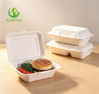 Sumkoka Contenants alimentaires en bagasse écologiques et compatibles micro-ondes, boîtes à clapet en bagasse, boîtes à emporter jetables