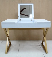 Table de maquillage moderne pliable en bois blanc avec miroir et 3 tiroirs pour chambre à coucher, salon et hôpital