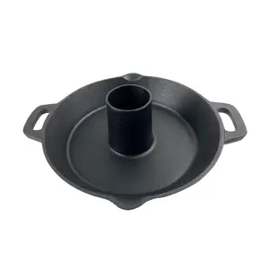 Top Quality Kitchenware Pot Cast Iron Preseasoned Fry Pan Flat Bottom Black Shallow Pan With Two Ear Handle