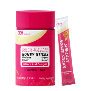 Bâtonnets de miel au Shilajit très demandés pour femmes, saveur fraise, Shilajit pur de l'Himalaya avec safran pour l'équilibre hormonal - Product Image 1