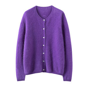 100% <span class=keywords><strong>cachemire</strong></span> brossé doux luxueux Cardigan pour femmes hiver <span class=keywords><strong>pull</strong></span> tricoté décontracté - Product Image 3