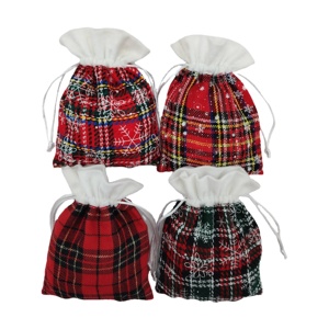 Sac cadeau en coton à cordon avec motif de flocons de neige de Noël, sac cadeau pour les fêtes de Noël - Product Image 1