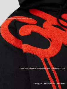 Geedup Người Đàn Ông Chất Lượng Cao 100% Cotton Áo Thun Trùm Mũ Áo Mùa Đông Quá Khổ XS Kích Thước Cross-Biên Giới Chất Lượng Cao Áo Len Màu Đỏ Đen - Product Image 2