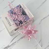 Branche artificielle de feuilles d'acacia dorées avec baies, 48 cm, en plastique, pour arbre de Noël, décoration florale de luxe pour les fêtes, décoration de Noël
