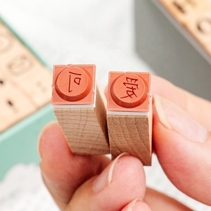 Mini Creative Digital Alphabet Stamps Set 42-Piece <strong>Wood</strong> <strong>Seal</strong> with Geometric Shapes for Happy Party Decorations - Product Image 4