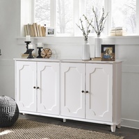 Buffet d'entrée vintage de style farmhouse de 63 pouces avec 4 portes, quincaillerie anti-basculement et rangement spacieux pour entrée et salon