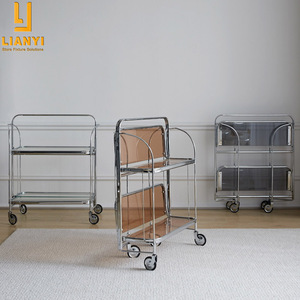 Hot bán kim loại phòng khách giỏ hàng với bánh xe 3 Tier lưu trữ nhà bếp Xe đẩy cán giỏ hàng - Product Image 3