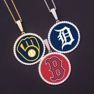 จี้สร้อยคอทรงกลมขนาดใหญ่ 35/43/68 มม. ประดับเพชรแบบ Iced Out ลายทีมเบสบอลเมเจอร์ลีก 30 ทีม สไตล์ฮิปฮอป สำหรับแฟนคลับ MLB - Product Image 4