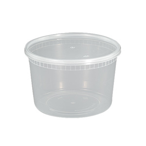 Bol de rangement alimentaire de grande capacité, récipient à emporter en plastique rond de style américain avec couvercle - Product Image 1