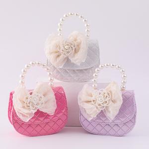新しいスタイルの多用途子供用バッグ、キュートなミニプリンセスボウパールハンドバッグ、クロスボディバッグ - Product Image 3