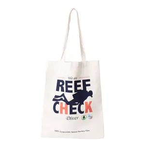 Cheap white natural organic custom logo bamboo fiber bag shopping promotion gift bag
