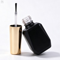 Bouteilles en verre de luxe pour gel UV, 12 ml et 15 ml, avec pinceau et couvercles dorés, personnalisables OEM/ODM avec logo et couleur, pour vernis à ongles en gel, contenants vides pour nail art