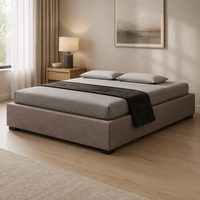 Lit rembourré moderne en tissu, cadre de lit en bois massif, style plateforme capitonnée, taille personnalisée, mobilier de chambre à coucher