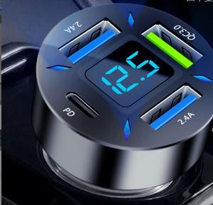 Ambient Lighting Digital Display Car <b>Charger</b> 4usb 66W PD <b>Multi</b> Type Cell Phone Charging Head QC3.0 4-in-1 Fast Charging - Product Image 2