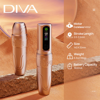 POPU Diva Draadloze PMU Tattoo Machine Verstelbare Slag 2.0-3.5mm Coreless Motor OLED Scherm RCA Type-C Permanente Make-up Pen