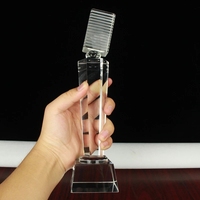 Gobelet fantaisie en cristal personnalisé, Microphone gravé clair, en verre irrégulier, pour les cartes professionnelles, pièces