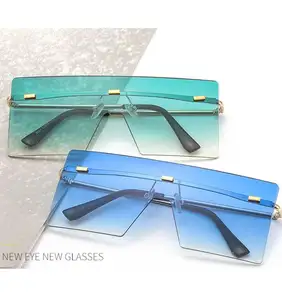 Солнцезащитные очки с квадратными линзами UV400 для мужчин и женщин, роскошные брендовые модные цельнокроеные зеркальные очки с плоским верхом и прозрачными красными и черными линзами, 2021