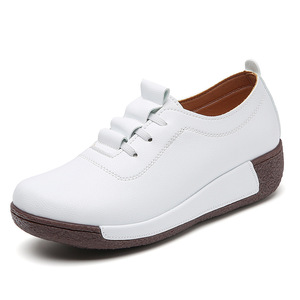 Zapatos Deportivos de Cuero Genuino Estilo Coreano para Mujer Tallas Grandes Otoño Casual Diseño con Cordones para Mamá Tendencia de Moda Transfronteriza - Product Image 5