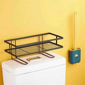 Estante de esquina sin perforaciones para inodoro, organizador de artículos de baño, estante multifuncional para tanque de agua, almacenamiento de doble capa de aleación de zinc - Product Image 4