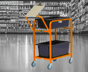 Chariot de manutention à poignée unique à 4 roues en acier maillé, neuf, pour entrepôt et supermarché - Product Image 2