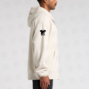 Sudadera con capucha de algodón cepillado de 100% algodón para hombre, estilo básico personalizado, de corte holgado con hombros caídos, color liso y cierre de cremallera. - Product Image 4