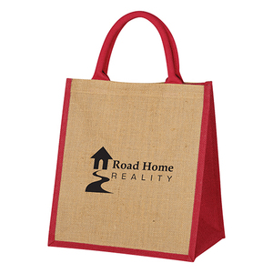 Customized Logo Eco Friendly Advertising Gift Jute <b>Burlap</b> Tote Shopping Bag with Color Stitching - Product Image 5