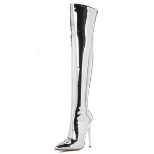 <b>Mirror</b> Patent Long Boots Women OverKnee Thigh High Boots Stiletto Shoes Winter Ladies Shiny PU High-heeled Boots Shoes - Product Image 2