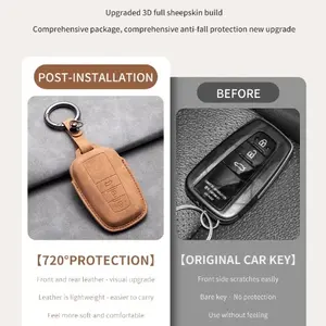 Para <span class=keywords><strong>Toyota</strong></span> <span class=keywords><strong>Prius</strong></span> Camry Corolla CHR RAV4 Prado 2018 <span class=keywords><strong>2022</strong></span> cuero coche mando a distancia funda protectora llavero Accesorios - Product Image 4