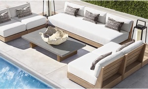 Solid Teak Outdoor Lounge <strong>Chair</strong> Water-Resistant Patio Furniture with <strong>Exotic</strong> Design Cushions for Hotel Garden or Private Patios