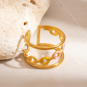 Fashion <b>Rings</b> Stainless Steel 18K Gold Color <b>Open</b> Design Flower Round Geometric Shape Women's Gift Jewelry - Product Image 4