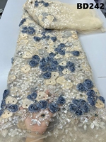 Tissu de dentelle brodée vietnamienne à prix d'usine, dentelle perlée pour robe de mariée, tissu de dentelle perlée pour robe de mariée d'Oman