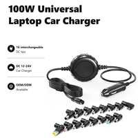 Adaptor Daya Laptop Universal 100W untuk Mobil dengan 16 Tip untuk Lenovo MacBook HP Dell Asus Acer Toshiba Samsung