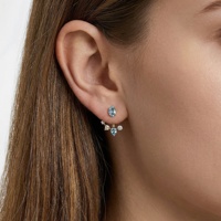Boucles d'oreilles pendantes géométriques en cristal goutte d'eau, plaquées or de luxe, avec topaze bleue et zircon, bijoux tendance pour femmes, vente en gros