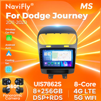 Radio Mobil NaviFly Terbaru Android 8 Core 8+256GB Layar Sentuh QLED Retractable untuk Dodge Journey 2011-2020 dengan Car Player