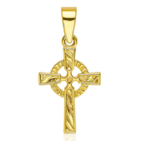 Colgante de Cruz Celta Religiosa de Oro de 14K Hecho a Mano, Joyería Fina Unisex con Detalles Grabados Texturizados, Uso Diario, Sin Níquel, para Mujer