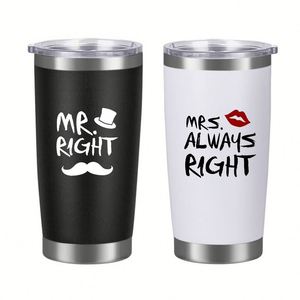 Couple Bride Tumbler Cup Gift <b>Set</b> for Mr and Mrs Stainless Steel Tumbler <b>Coffee</b> Cup <b>Mug</b> with Lid and Straw - Product Image 1
