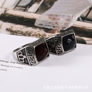 Fashionable Korean Style Geometric <b>Men's</b> <b>Ring</b> With <b>Black</b> Stone Bezel Setting SA706 Gift Jewelry - Product Image 4