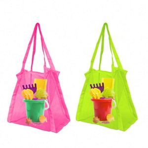 Sacs de plage en maille de couleur unie avec logo personnalisé en gros - Product Image 1