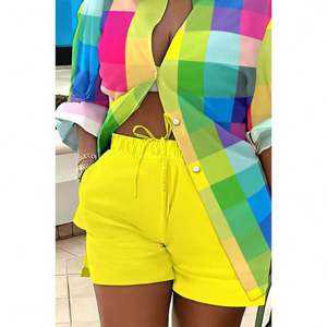 2023 femmes nouvel Alphabet européen et américain imprimé contraste manteau Shorts trois pièces ensemble - Product Image 1