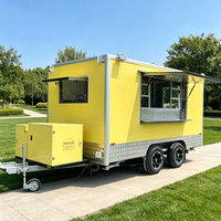 Remorque alimentaire à double essieu CE EEC ISO ADR SNCH avec fenêtres de service à double levage pour snacks frits, desserts, boissons, idéale pour les places publiques