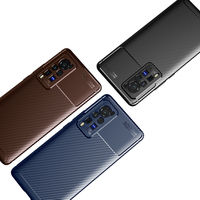 Casing Ponsel Efek Serat Karbon untuk VIVO X60 Pro, Penutup TPU Anti Gores, Penutup Karet Tipis, Pelindung Anti Benturan