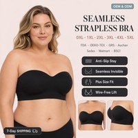 Soutien-gorge sans bretelles push-up sans coutures, sans armatures, grande taille, bonnet complet, coussinets amovibles, lingerie blanche confortable pour femme, usage quotidien, du L au 5XL