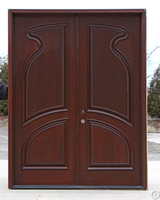 Porte double en bois massif haute sécurité avec finition en bois de séquoia, design moderne, verrouillage multipoints, isolation acoustique pour usage hôtelier