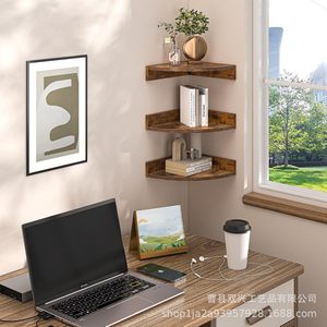 Wooden Wall Mounted Corner <b>Shelf</b> Floating Polygon Storage <b>Rack</b> For Living Room Bedroom Multipurpose Durable - Product Image 1