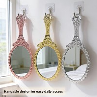 Miroir de poche portable en plastique électroplaqué, simple face, style vintage, best-seller transfrontalier, vente en gros, maquillage, Yiwu