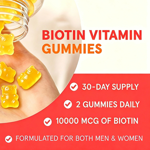 <strong>Prime</strong> Quality 10000mcg Healthy Candy Hair Skin Nails Growth Wellness Gummy <strong>Lemonade</strong> Lemon Flavor Biotin Gummies with Vitamin C - Product Image 1