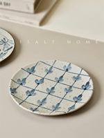 Assiette à dîner en porcelaine bleue et blanche faite à la main, style américain, peinte à la main, écologique, vaisselle pour la décoration de la maison
