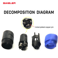 Adaptor Audio Male 4-Pin untuk Speaker, Konektor Kabel Speaker Speakon 4-Pole Twist Lock, Kompatibel dengan Neutrik Nl4mp Nl4fc Nl2fx